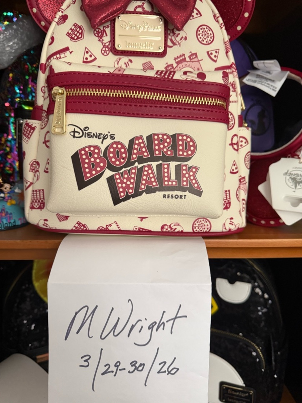 Disney BoardWalk Resort Mini Backpack — Cream and Red includes ears